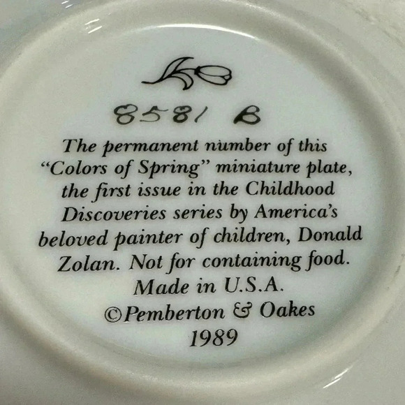 Vintage “Colors of Spring” by Donald Zolan 1989 USA Trinket Plate Jewelry Dish - Picture 5 of 7